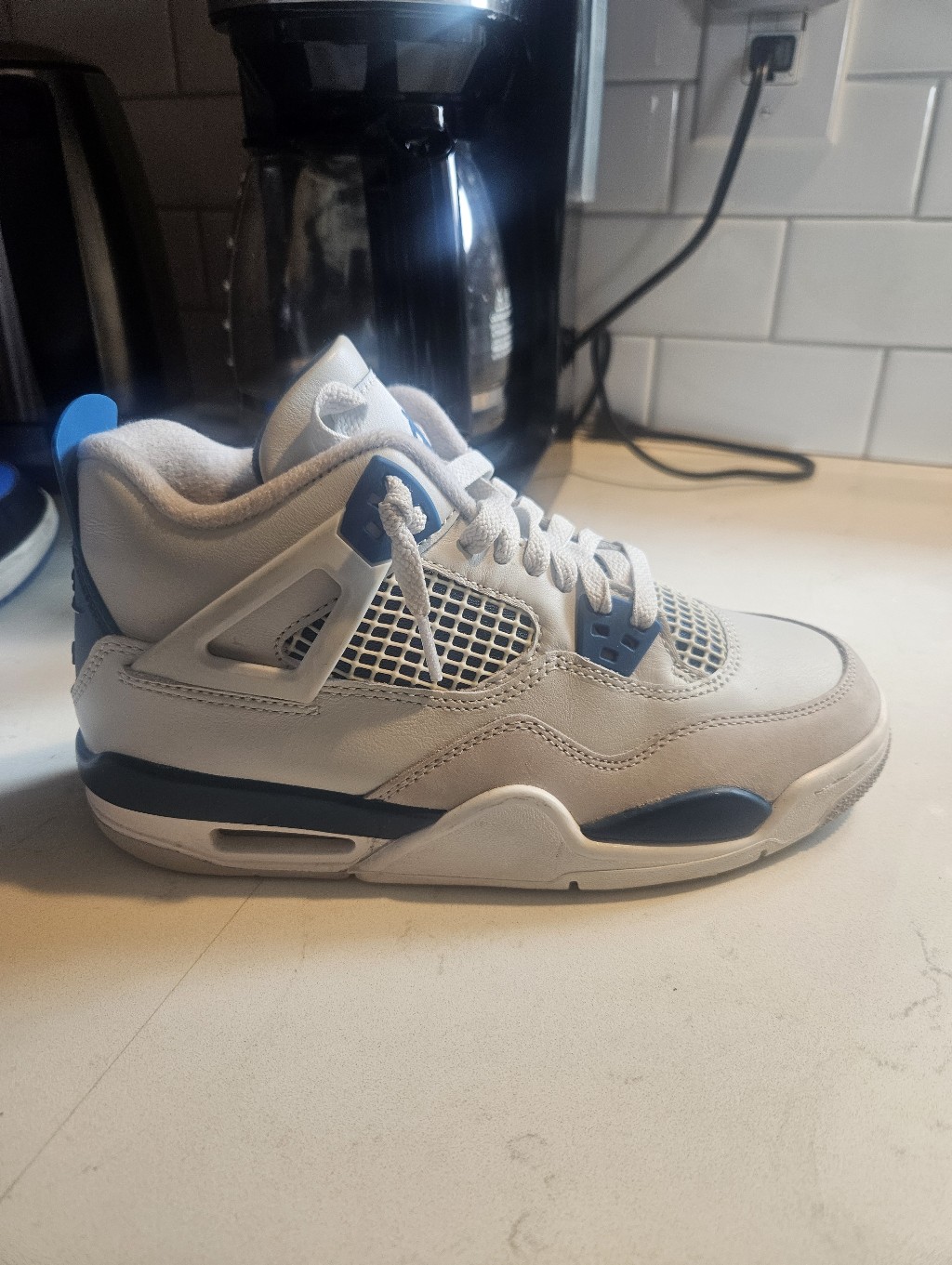 Nike Kids Air Jordan 4 Retro Low - White/Blue - 5y